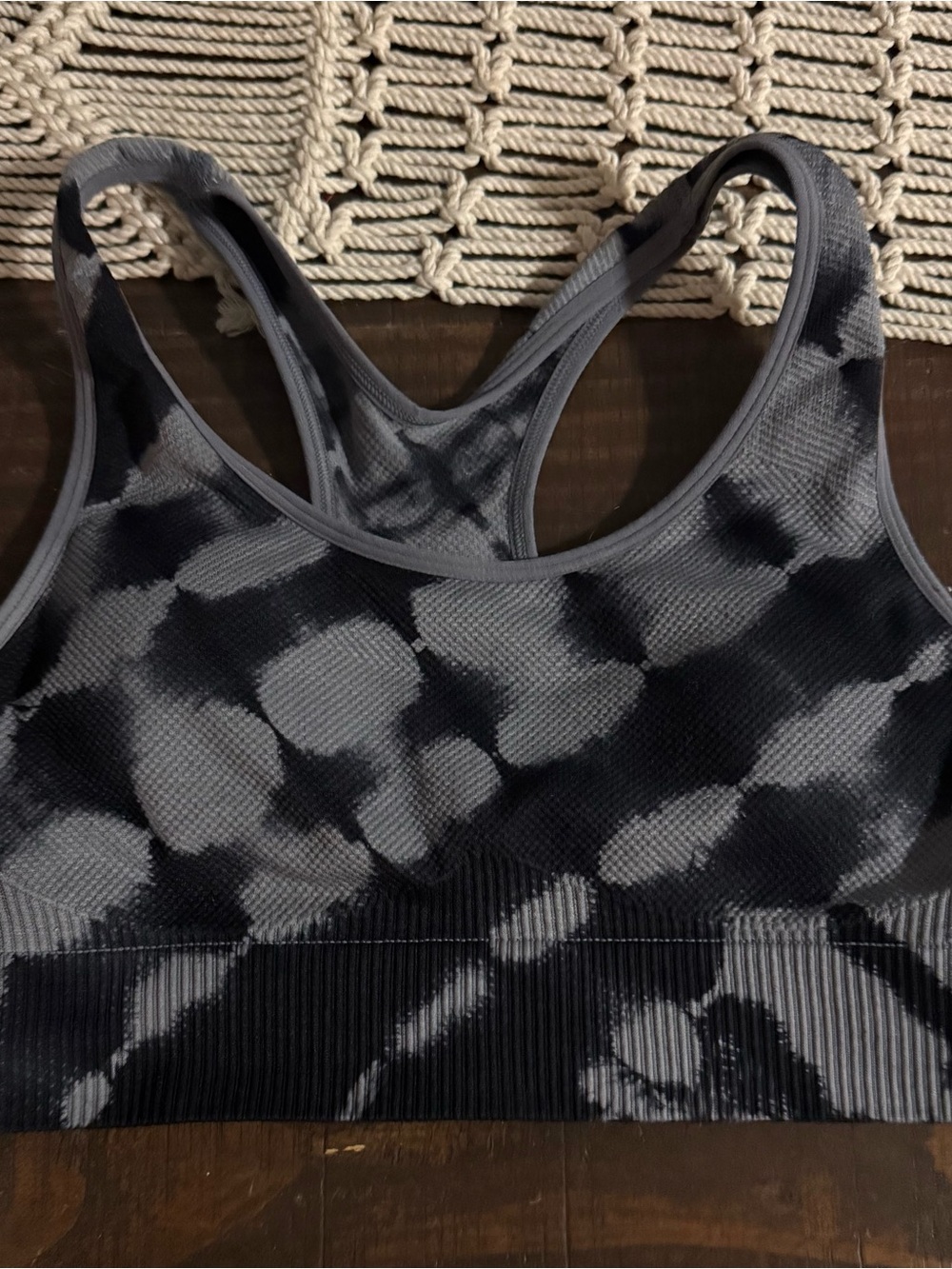 PINK Victoria's Secret Grey & Black Tie-Dye Seamless Sports Bra